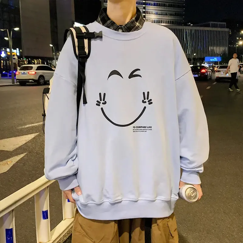 Men's Plus Size Long-sleeved Round Neck Sweatshirt