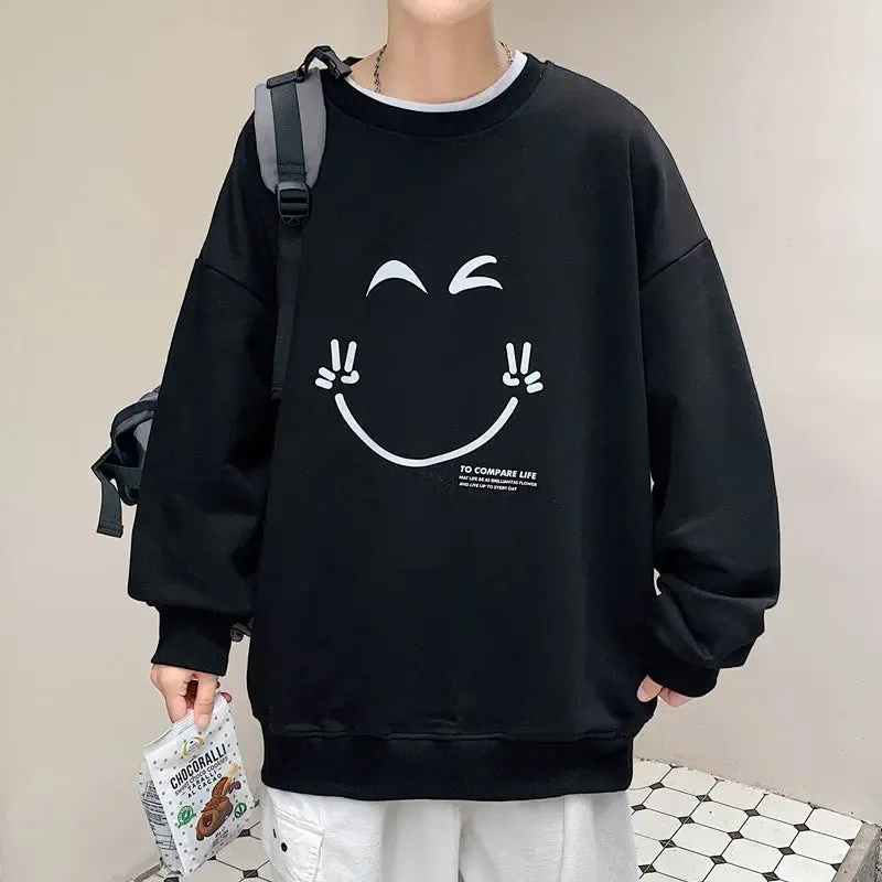 Men's Plus Size Long-sleeved Round Neck Sweatshirt