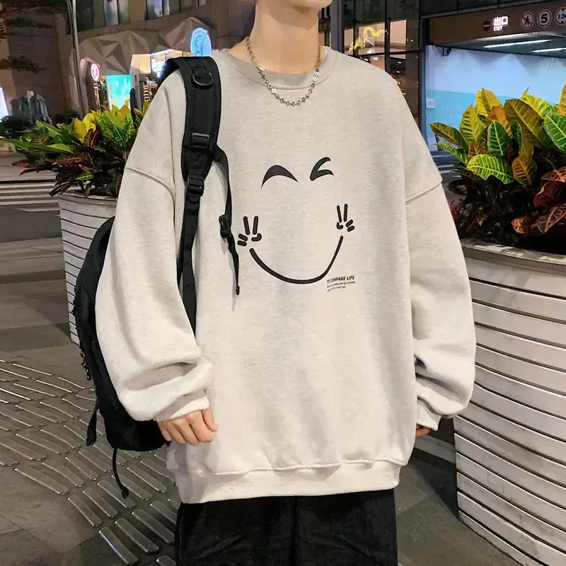 Men's Plus Size Long-sleeved Round Neck Sweatshirt