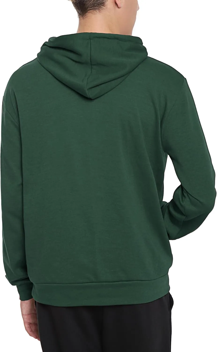 Ohoo Mens Slim Fit Basic Pullover Hoodies Sweatshirt Lightweight Long Sleeve with Kanga Pocket