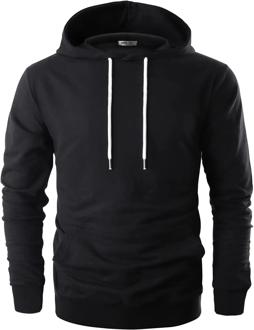 Ohoo Mens Slim Fit Cotton Pullover Hoodies Sweatshirt Lightweight with Kanga Pocket