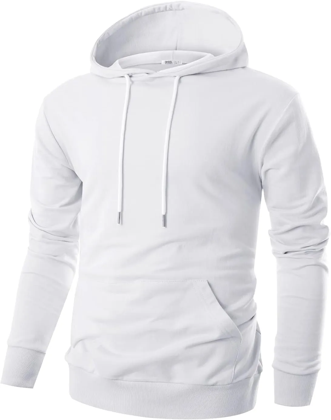 Ohoo Mens Slim Fit Cotton Pullover Hoodies Sweatshirt Lightweight with Kanga Pocket