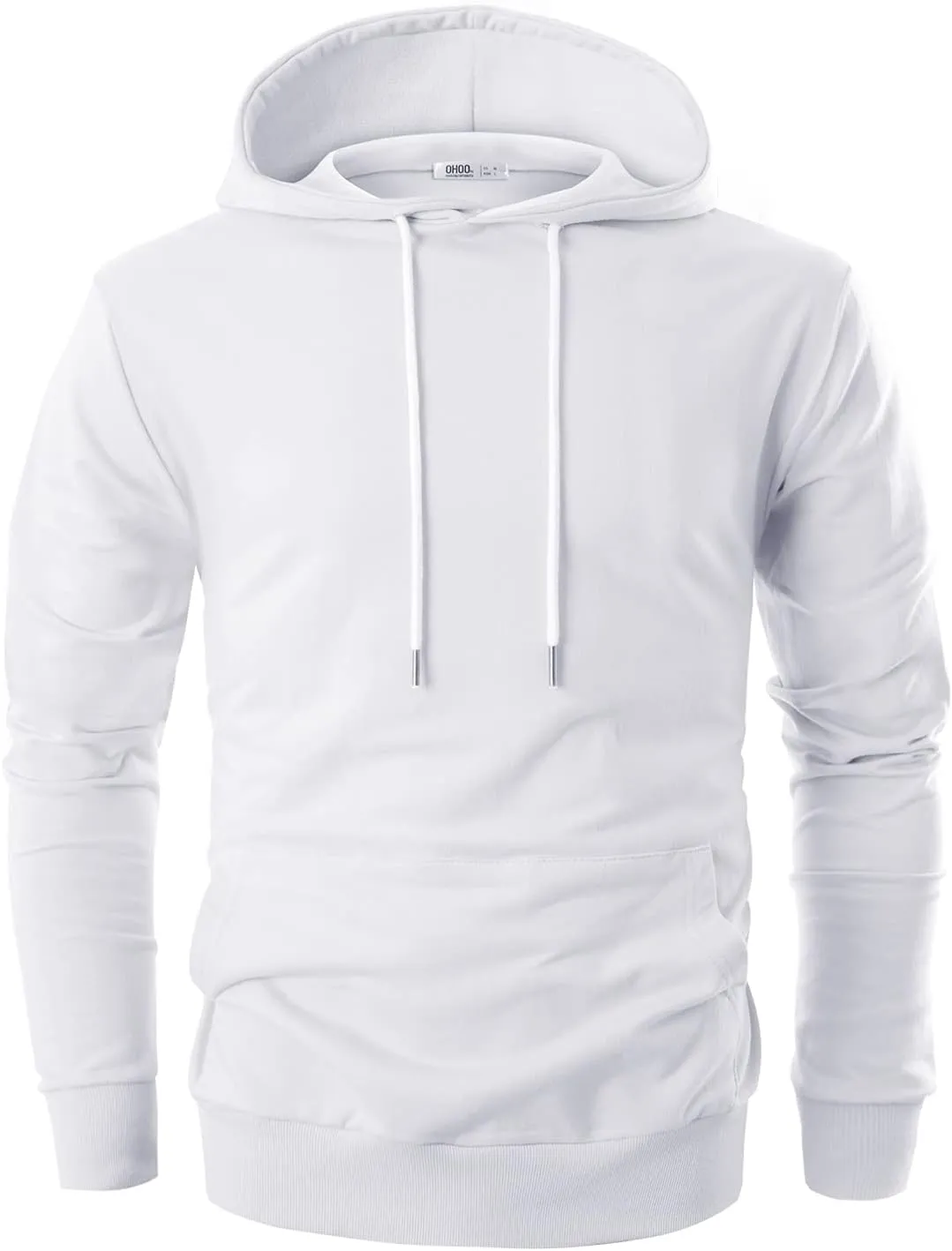 Ohoo Mens Slim Fit Cotton Pullover Hoodies Sweatshirt Lightweight with Kanga Pocket
