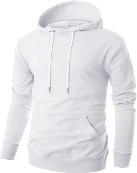 Ohoo Mens Slim Fit Cotton Pullover Hoodies Sweatshirt Lightweight with Kanga Pocket
