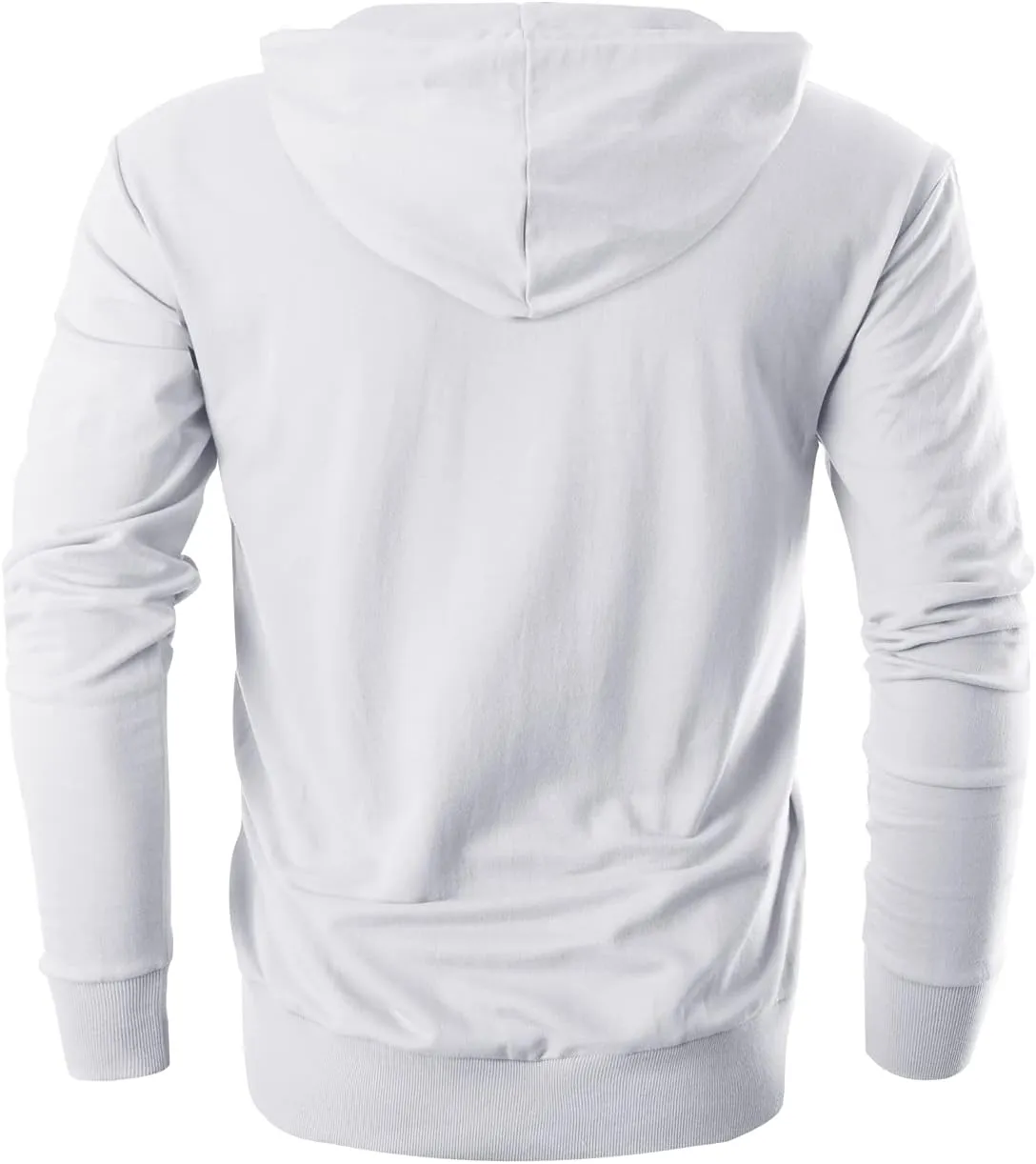 Ohoo Mens Slim Fit Cotton Pullover Hoodies Sweatshirt Lightweight with Kanga Pocket