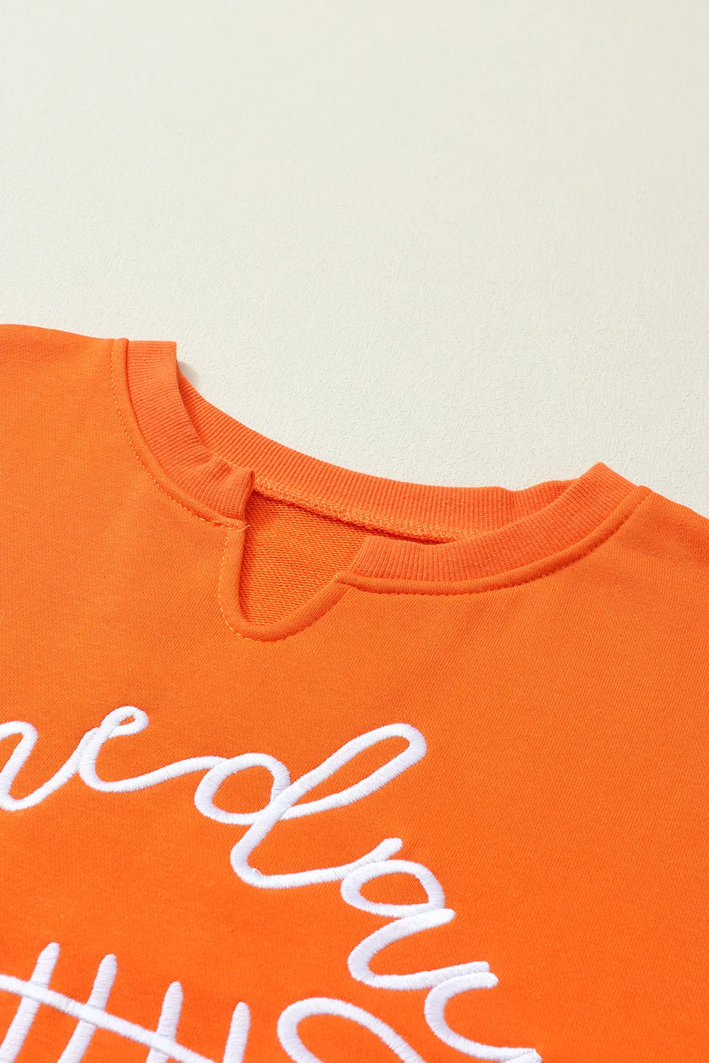 Orange Game Day Lettering Football Notched Neck Sweatshirt