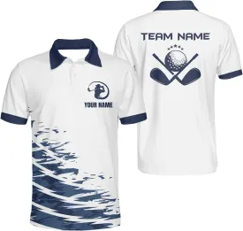 Personalized 3D Funny Golf Polo Shirt for Men Men's Golf Polo Shirts Custom Name and Team Name Golf Polo Gift for Dad