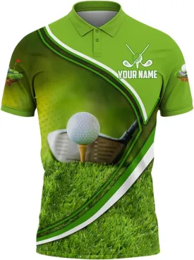 Personalized Funny Golf Polo Shirt for Men Proud Golf American Flag Polo Shirt, Custom Name and Team Name Golf Polo Shirt