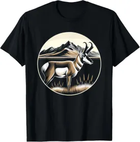 Pronghorn Antelope, Mountain Landscape with Pronghorn T-Shirt