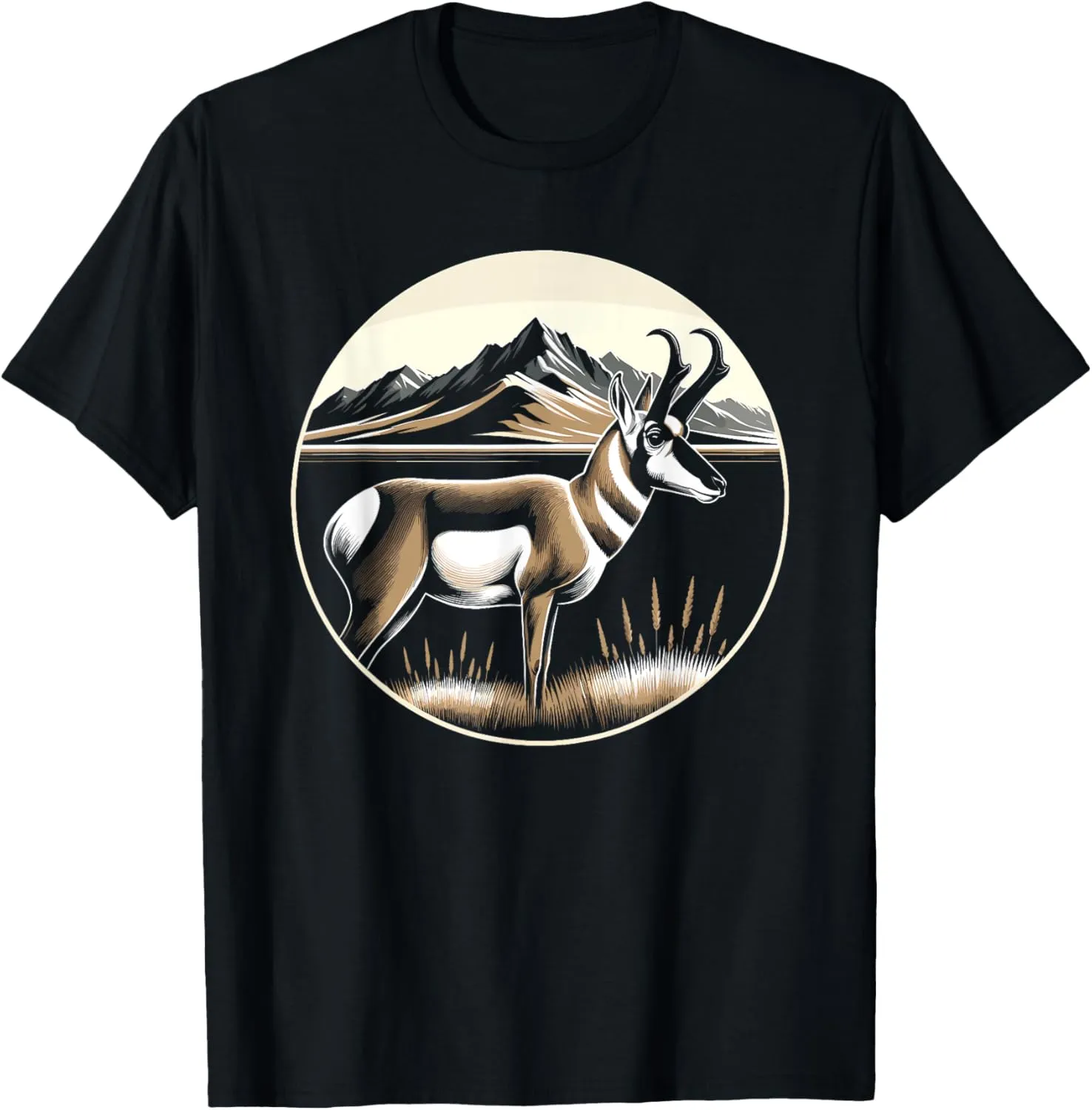 Pronghorn Antelope, Mountain Landscape with Pronghorn T-Shirt