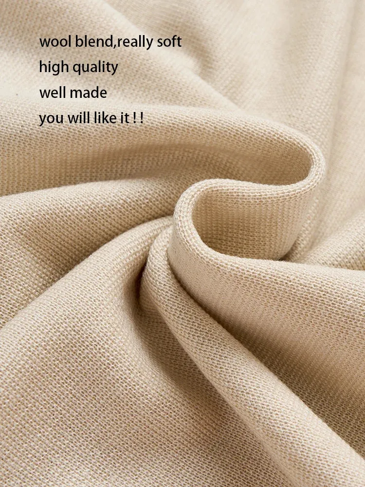 Soliaten Wool Knitted Cardigan Sweater Autumn 2023 New Turn Down Collar French Style Fashion Basic Tops Warm C-175
