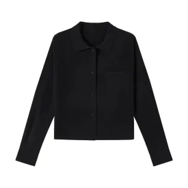 Soliaten Wool Knitted Cardigan Sweater Autumn 2023 New Turn Down Collar French Style Fashion Basic Tops Warm C-175