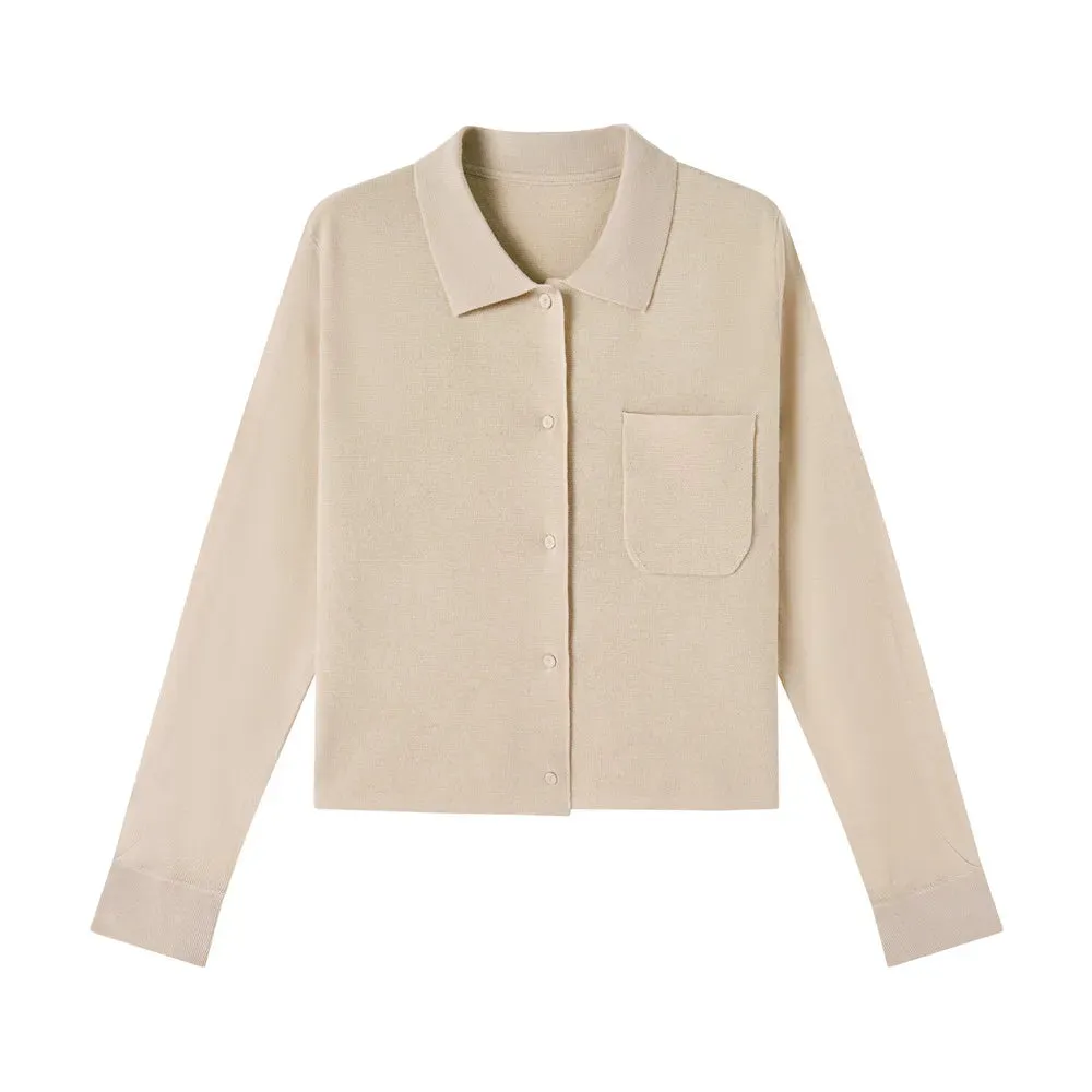 Soliaten Wool Knitted Cardigan Sweater Autumn 2023 New Turn Down Collar French Style Fashion Basic Tops Warm C-175