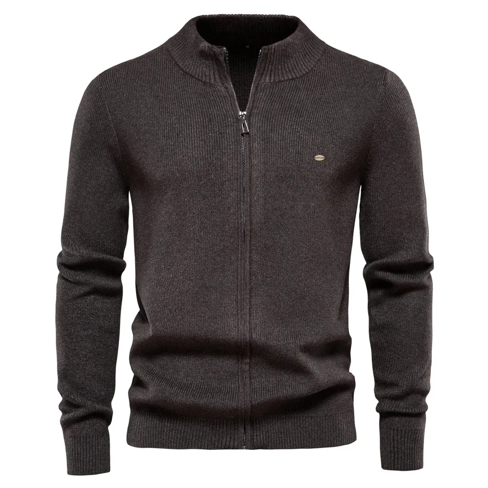 Thicken Men's Cardigan Solid Color Zipper Basic Mens Sweaters High Quality New Winter Autumn Cardigans For Men Clothing
