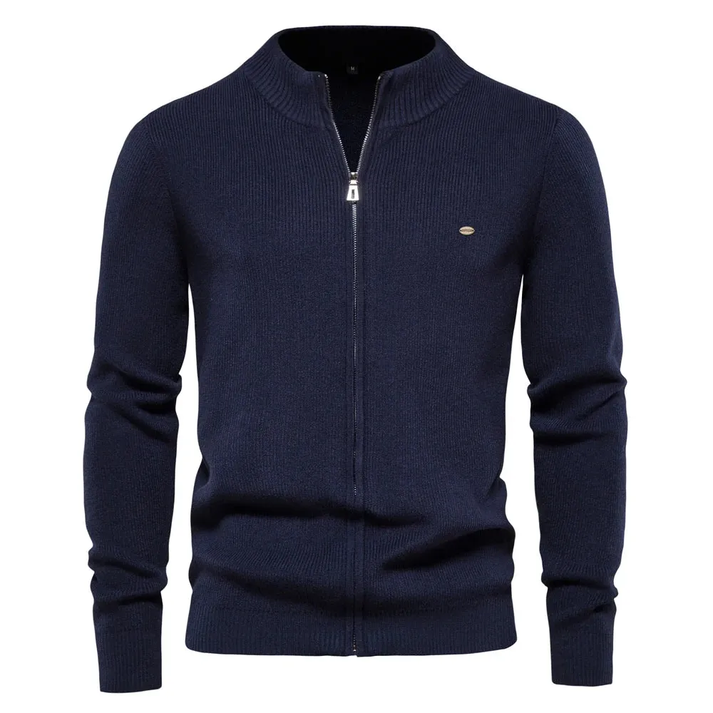 Thicken Men's Cardigan Solid Color Zipper Basic Mens Sweaters High Quality New Winter Autumn Cardigans For Men Clothing