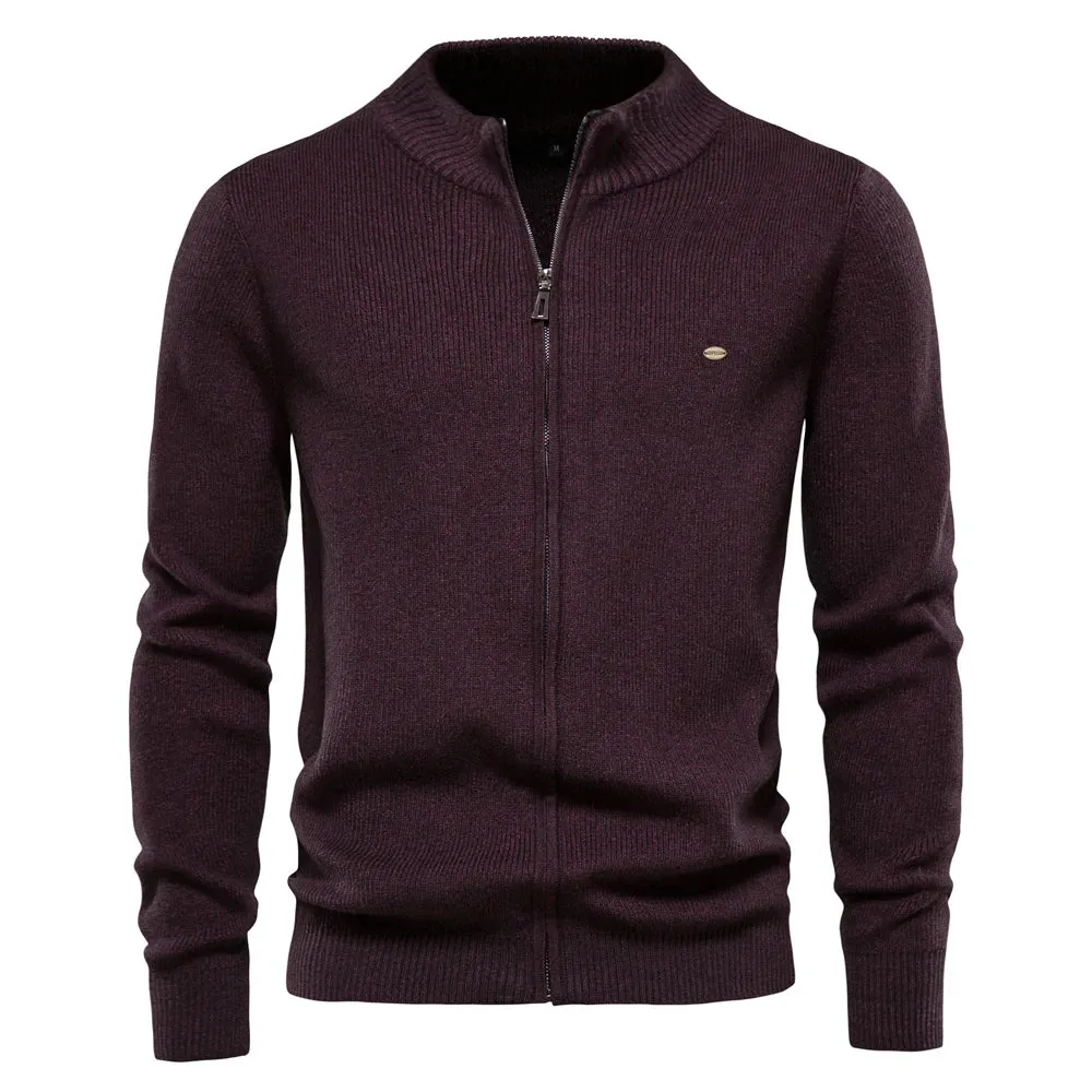 Thicken Men's Cardigan Solid Color Zipper Basic Mens Sweaters High Quality New Winter Autumn Cardigans For Men Clothing