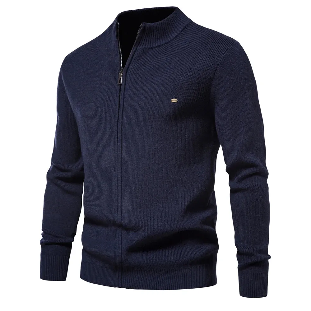 Thicken Men's Cardigan Solid Color Zipper Basic Mens Sweaters High Quality New Winter Autumn Cardigans For Men Clothing