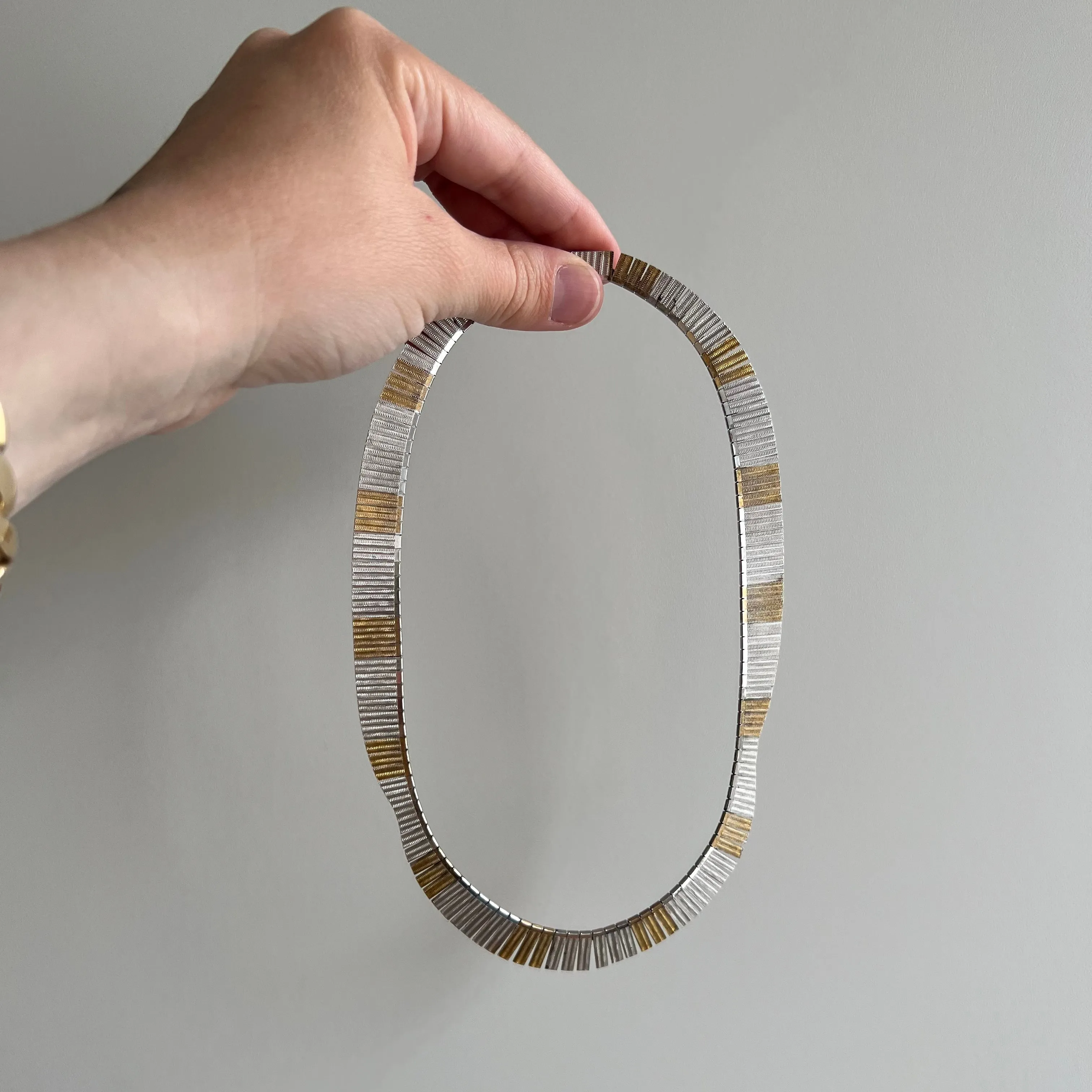 V I N T A G E // cleopatra's collar / sterling silver with gold overlay cleopatra style necklace / just over 15.57" long