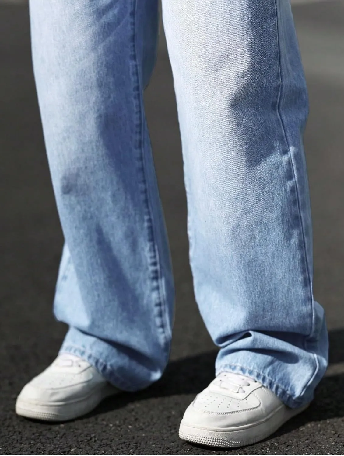 Verdusa Men's High Waist Loose Jeans Baggy Straight Leg Denim Pants Trousers
