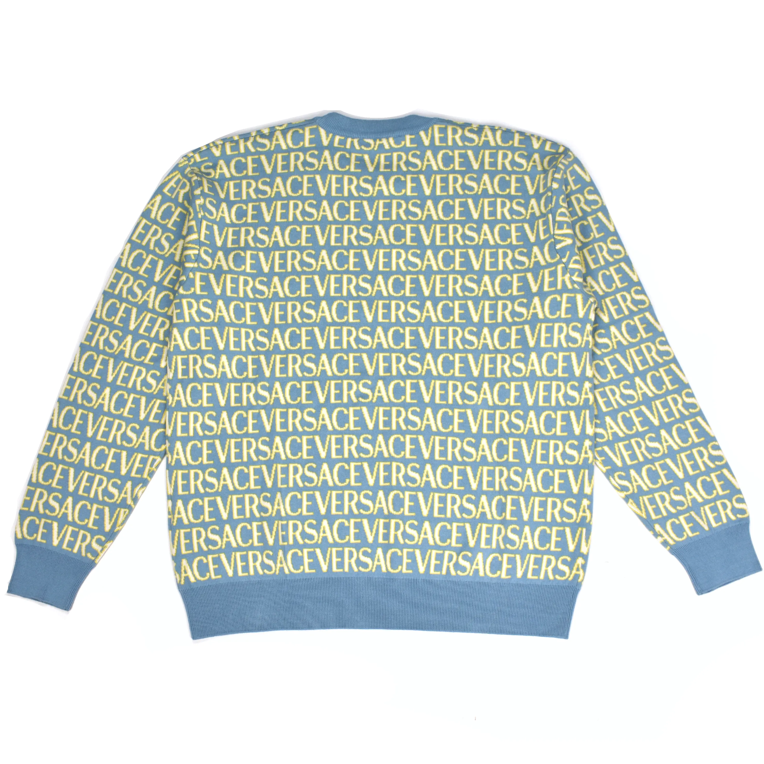 Versace - Light Blue Allover Logo Knit Sweater