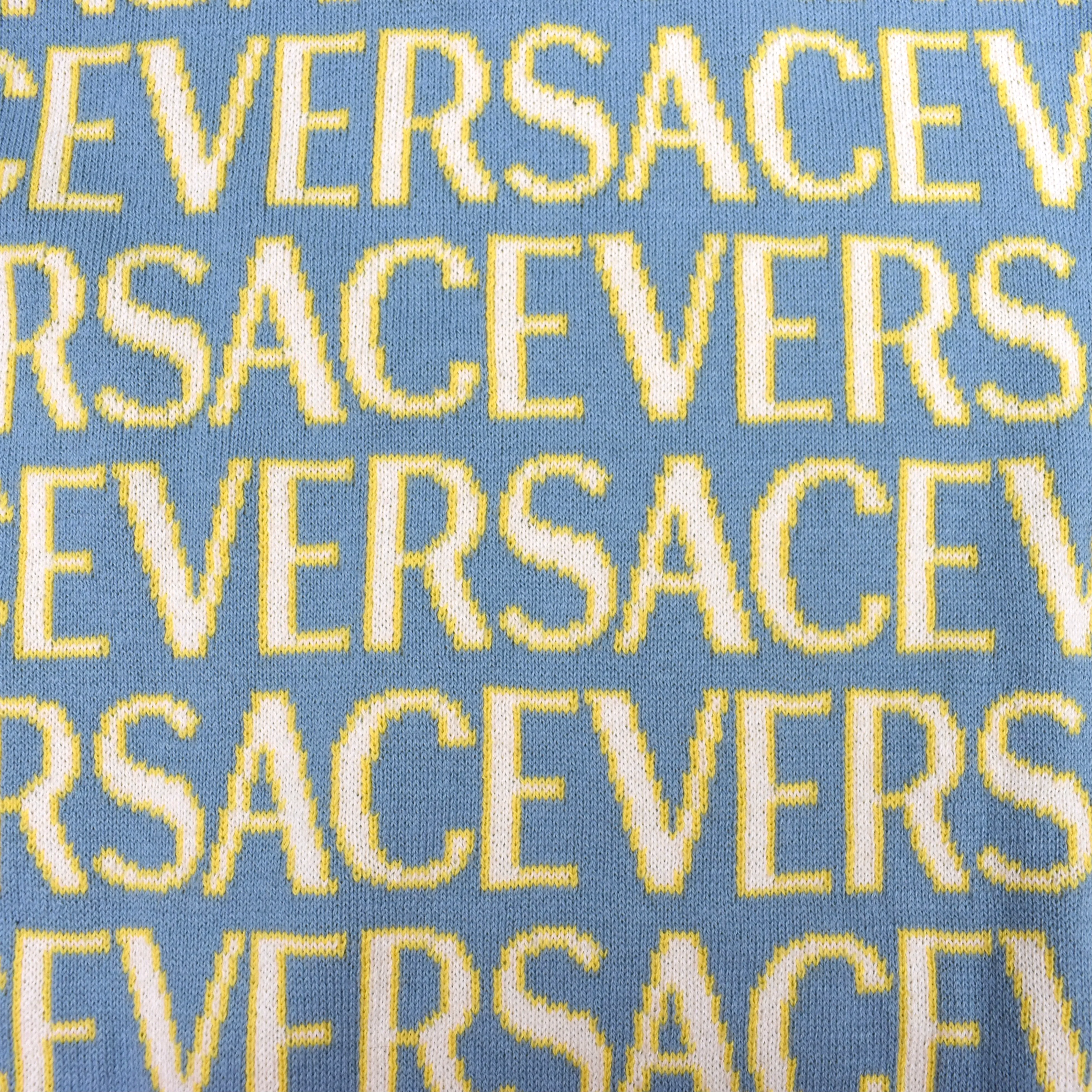 Versace - Light Blue Allover Logo Knit Sweater