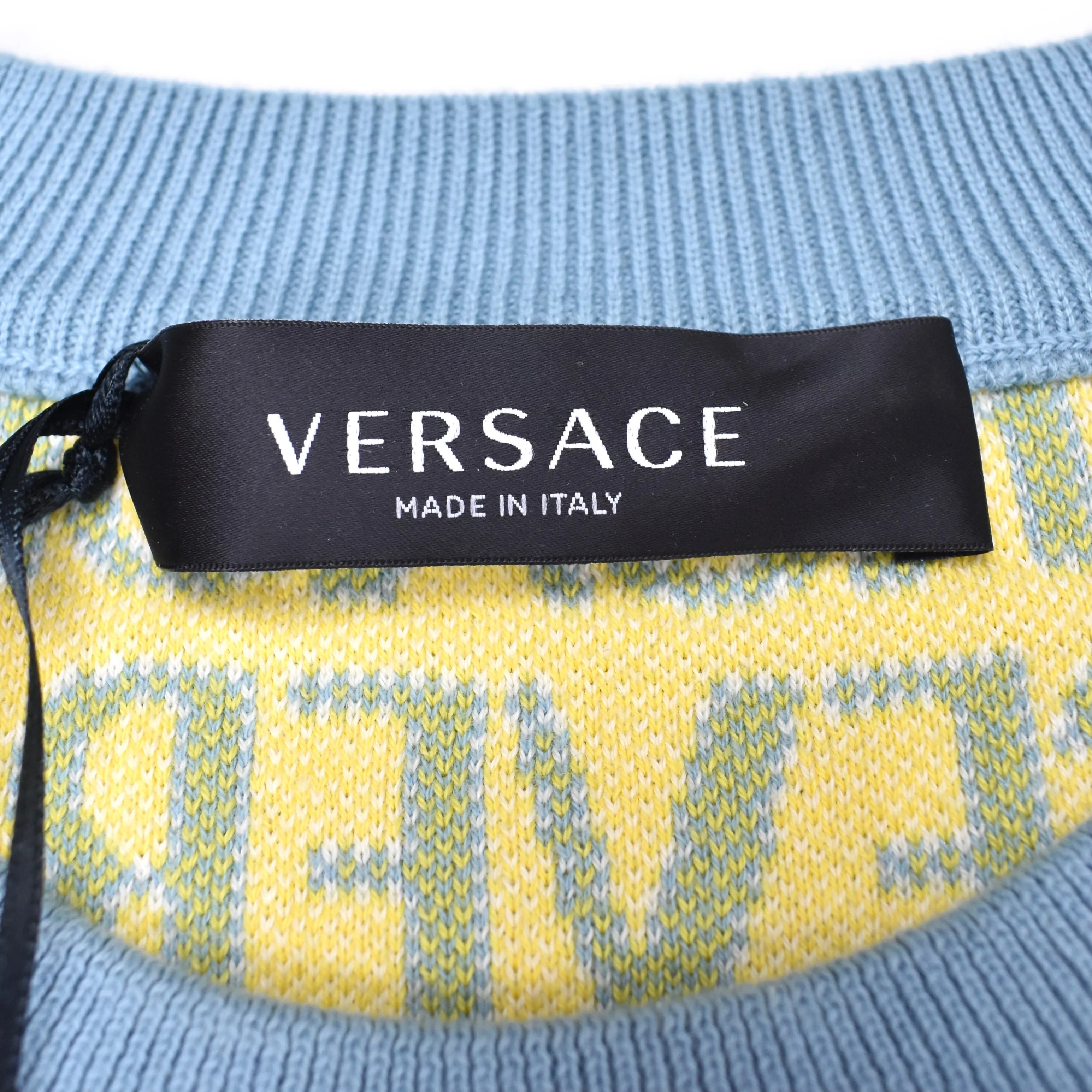 Versace - Light Blue Allover Logo Knit Sweater
