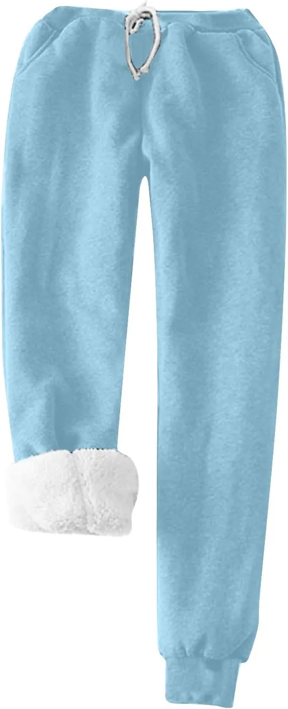 Women Sherpa Fleece Lined Sweatsuit with Pants Sets Winter Warm Crewneck Tops Joggers 2 Piece Outfit Tracksuits