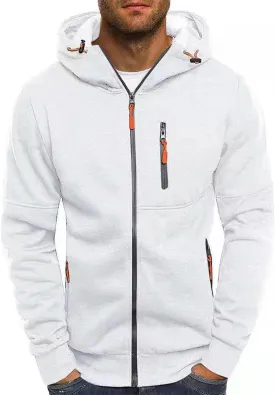 Zipper Hoodie for Men with Zip Pockets Big and Tall Sweatshirt Long Sleeve Casual Sport Jacket Fall Hiking Travel Top